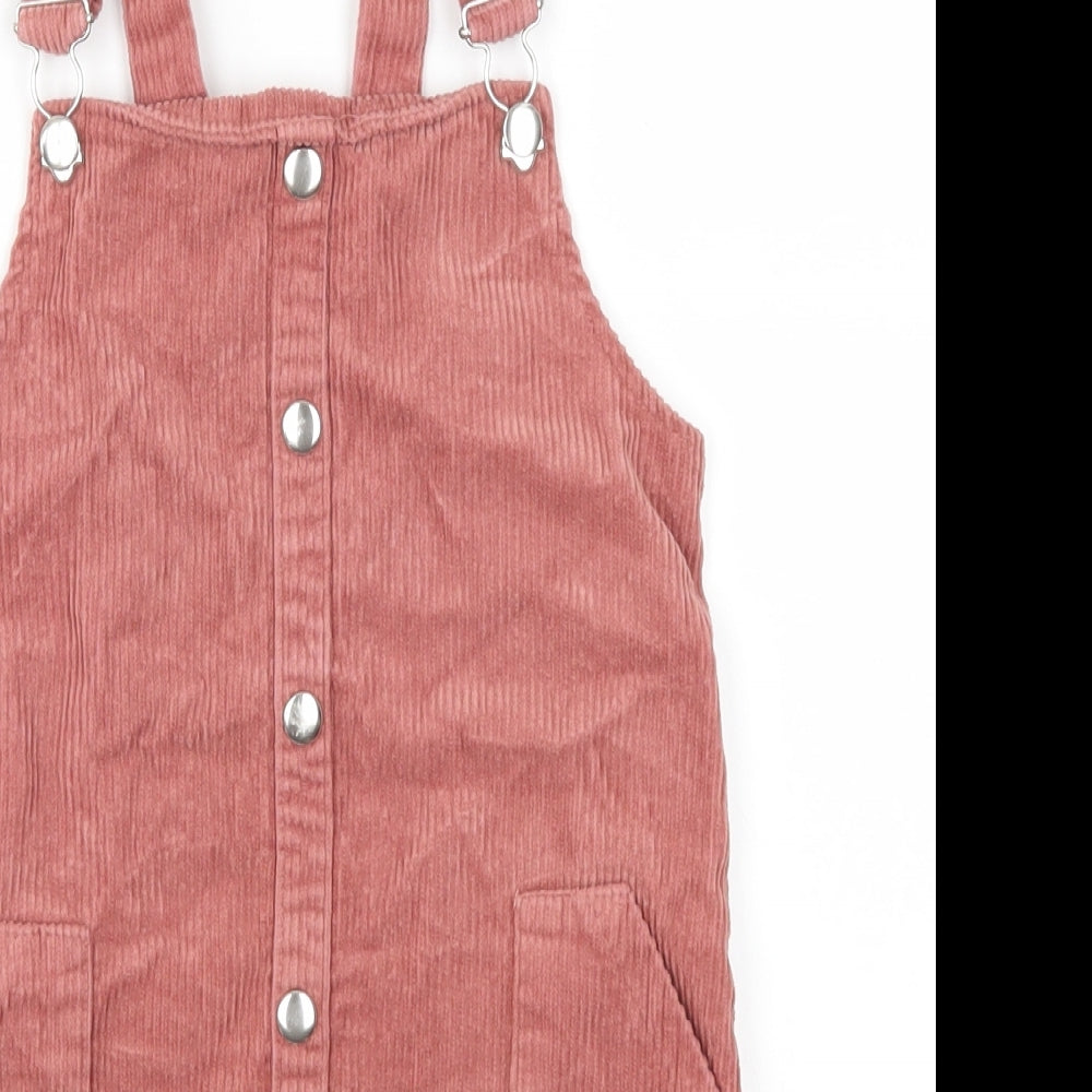 Denim Co Girls Pink  Corduroy Pinafore/Dungaree Dress  Size 6-7 Years