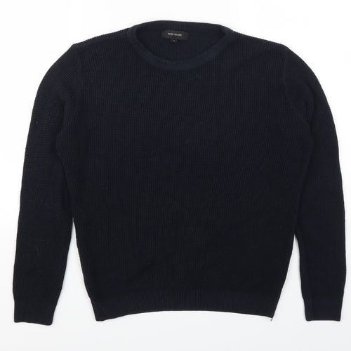 River Island Mens Blue   Henley Jumper Size S