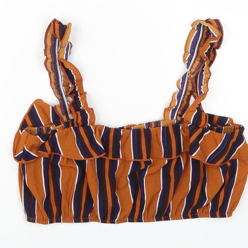 Pretty Little Thing Womens Brown Striped  Cropped Tank Size 10