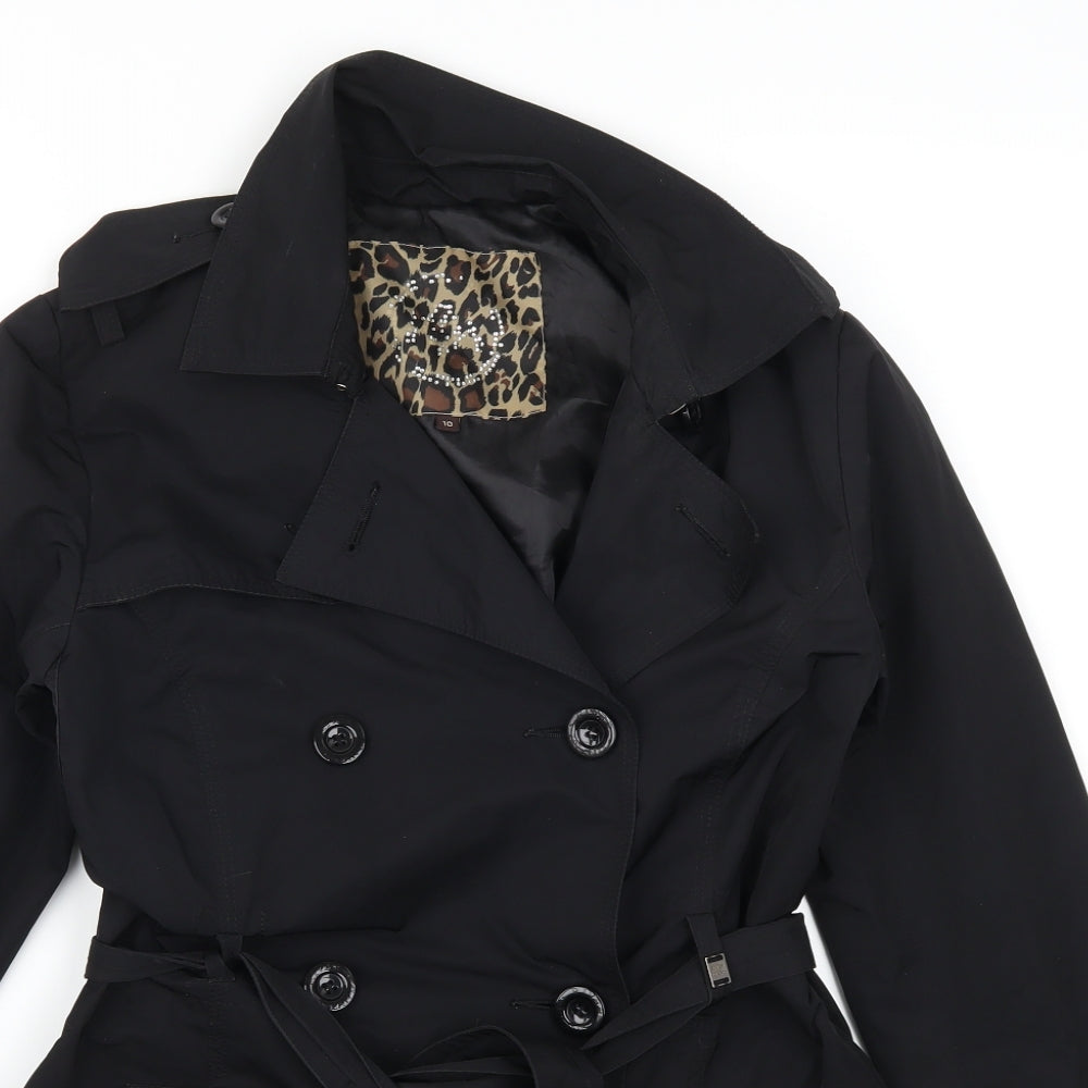 Preworn Womens Black   Trench Coat Coat Size 10