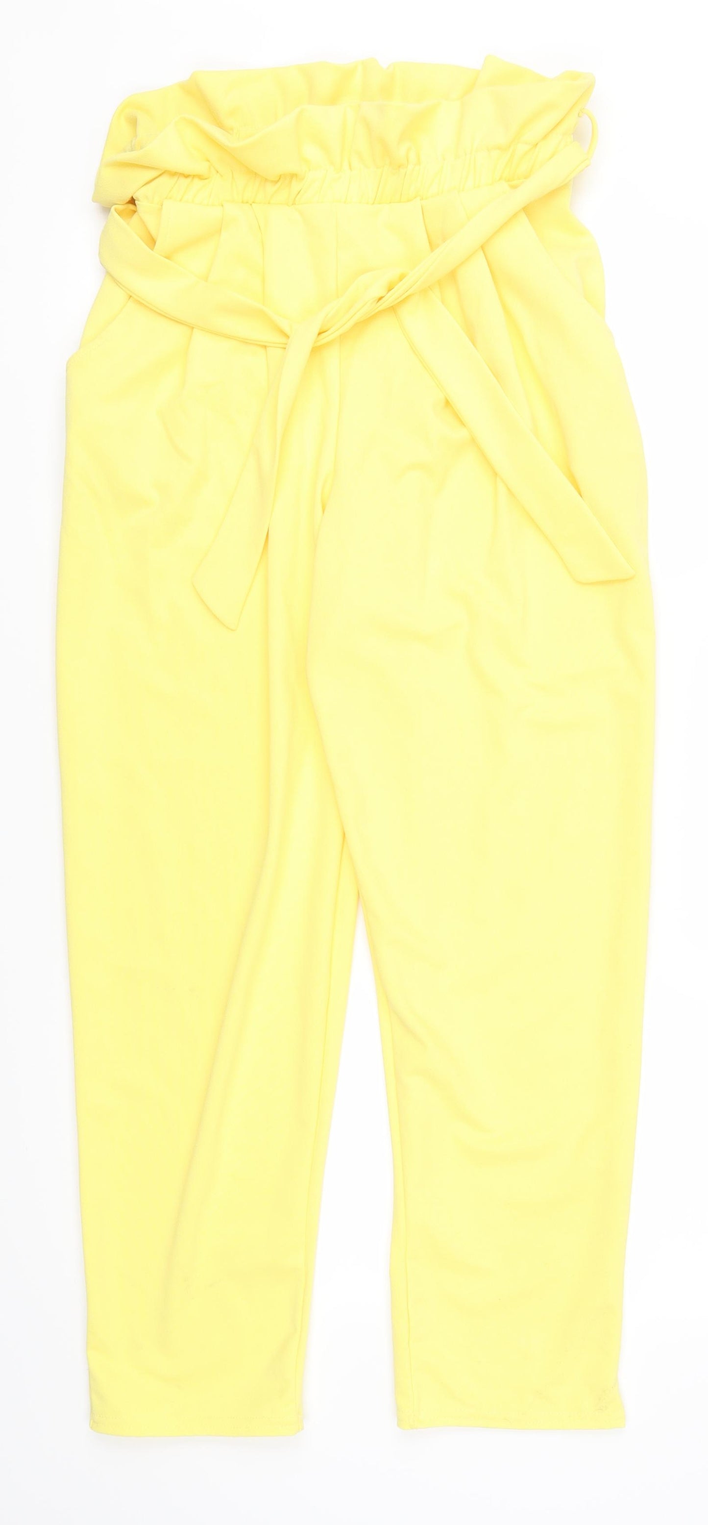 In the Style Womens Yellow   Trousers  Size 14 L26 in - Paper Bag Waist