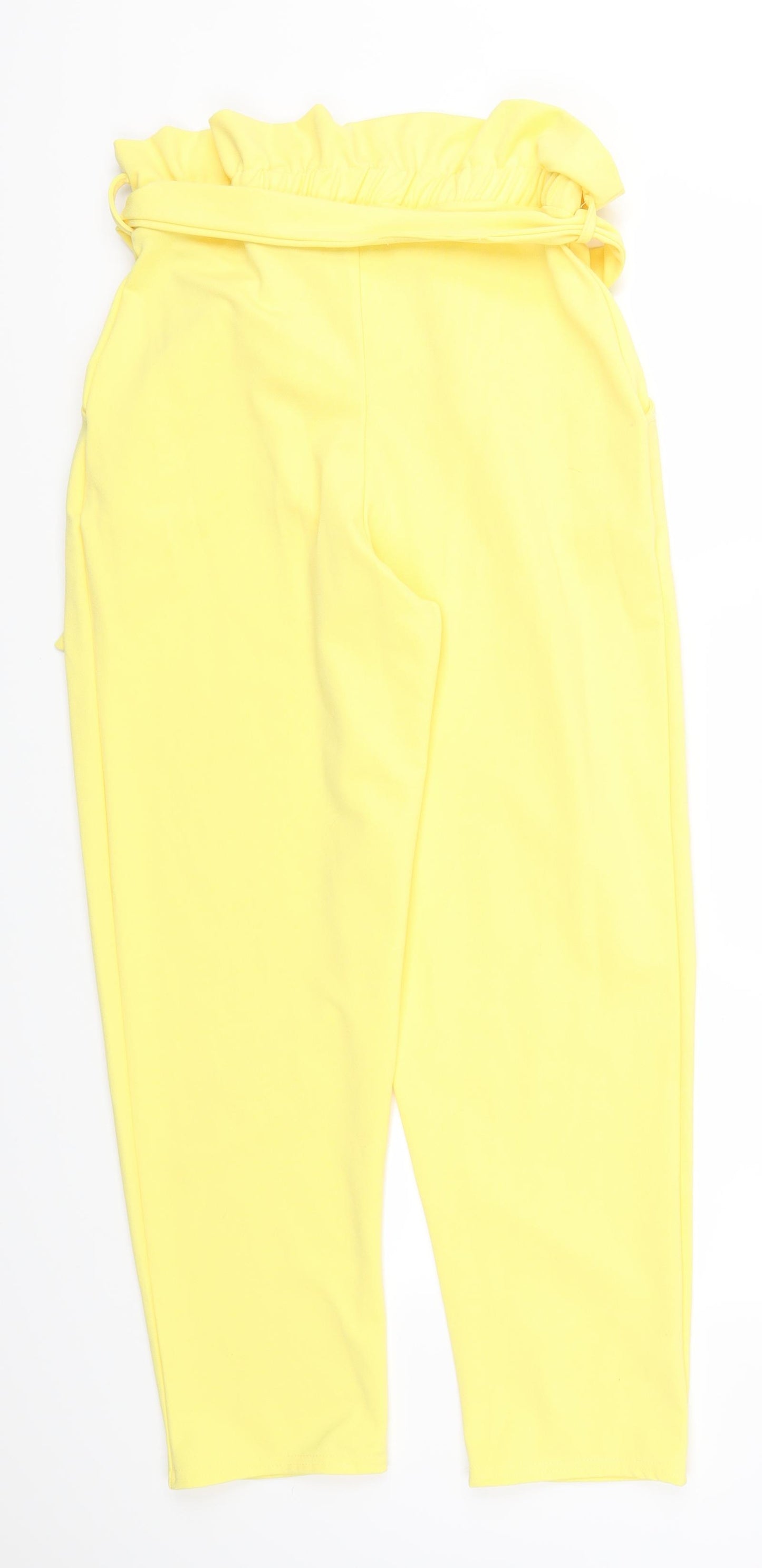 In the Style Womens Yellow   Trousers  Size 14 L26 in - Paper Bag Waist