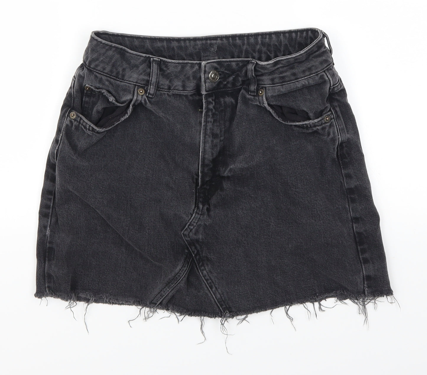 Topshop Womens Grey  Denim Mini Skirt Size 10