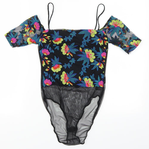 Topshop Womens Multicoloured Flecked Mesh Bodysuit One-Piece Size 8