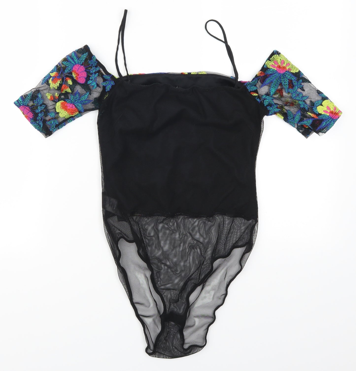 Topshop Womens Multicoloured Flecked Mesh Bodysuit One-Piece Size 8