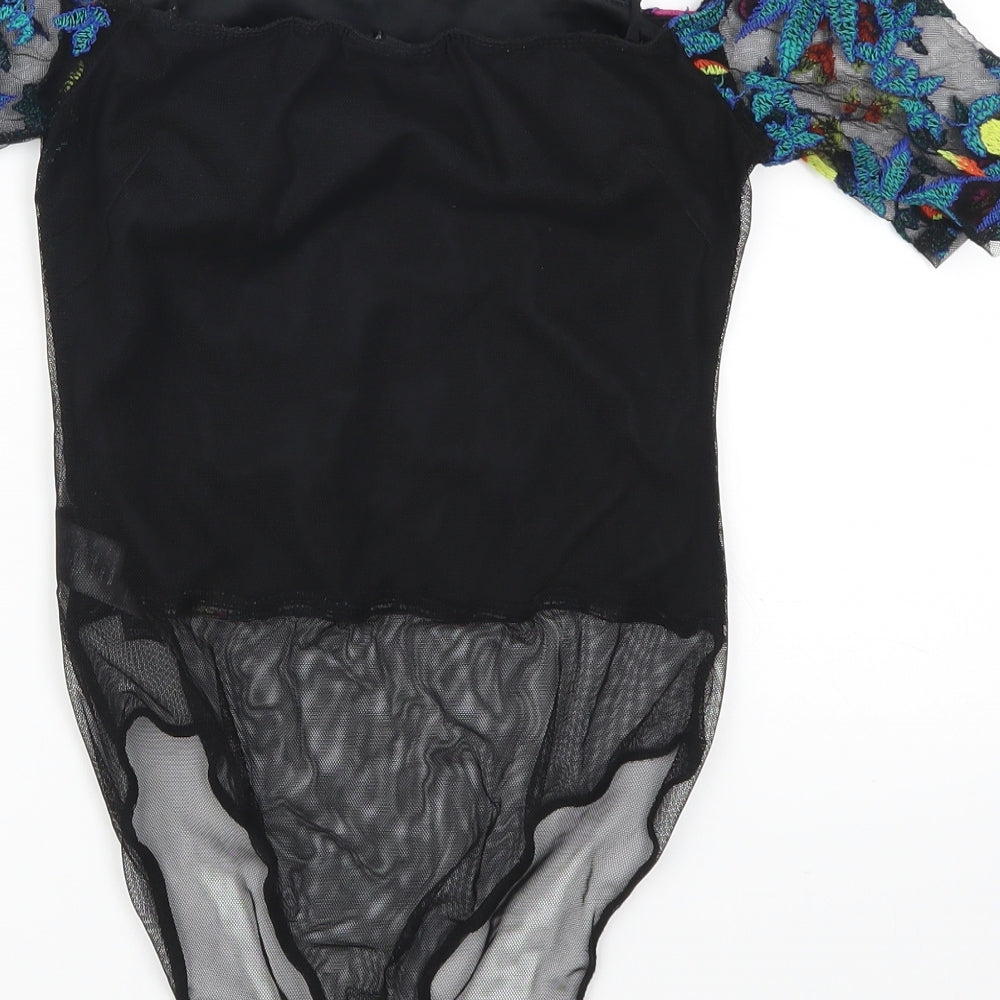 Topshop Womens Multicoloured Flecked Mesh Bodysuit One-Piece Size 8