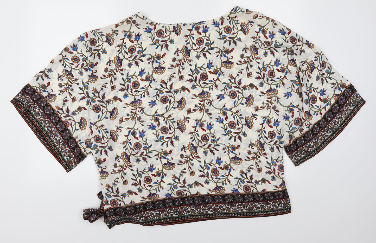 Preworn Womens Beige Floral  Basic Blouse Size L