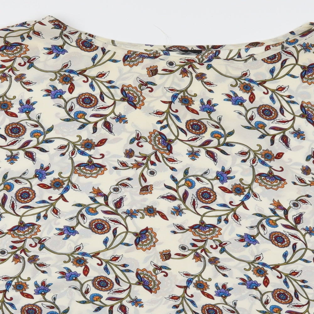 Preworn Womens Beige Floral  Basic Blouse Size L