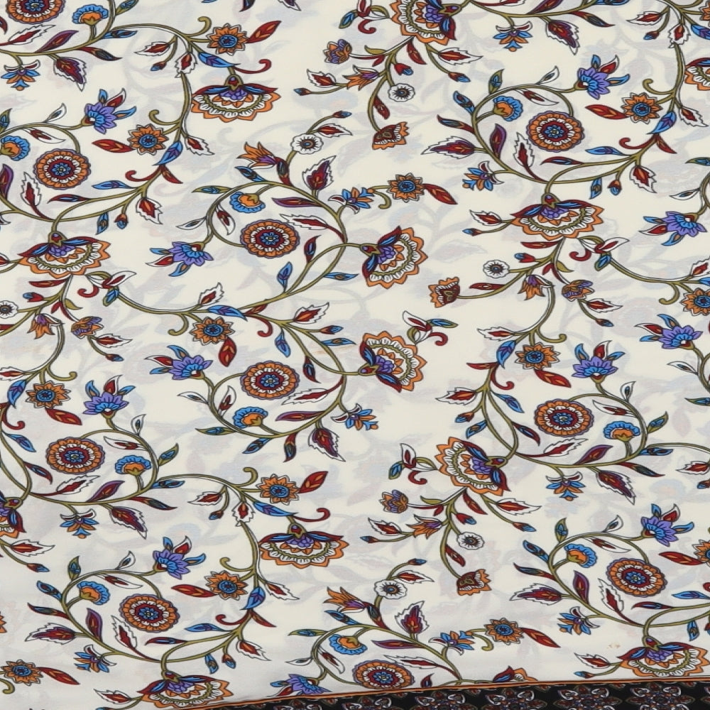 Preworn Womens Beige Floral  Basic Blouse Size L