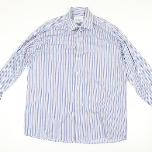 Paradigm Mens Blue Striped   Dress Shirt Size 16.5