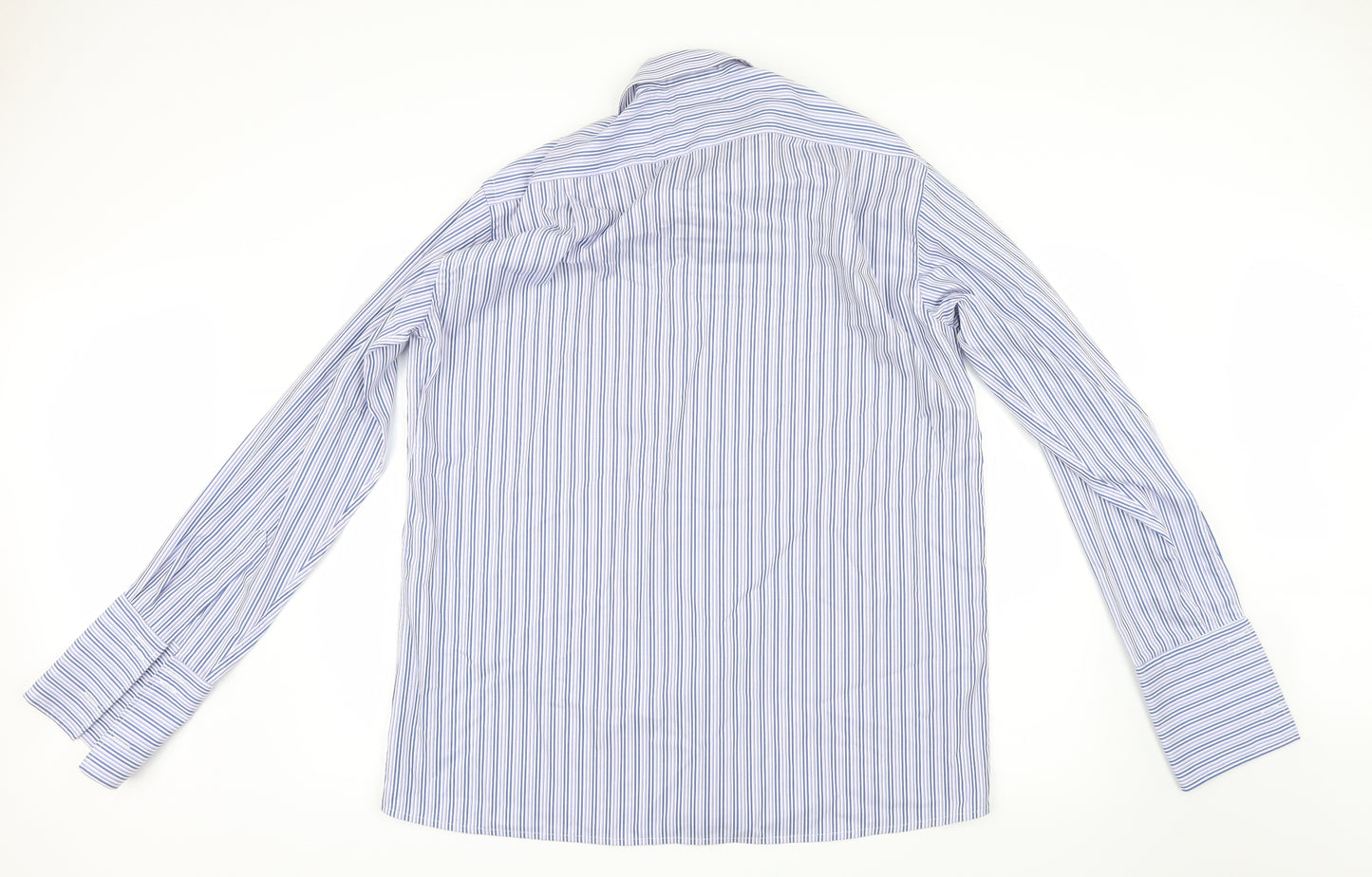 Paradigm Mens Blue Striped   Dress Shirt Size 16.5