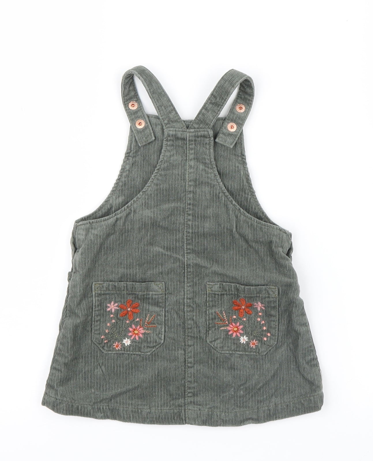 Mantaray Girls Green  Velvet Pinafore/Dungaree Dress  Size 6-9 Months