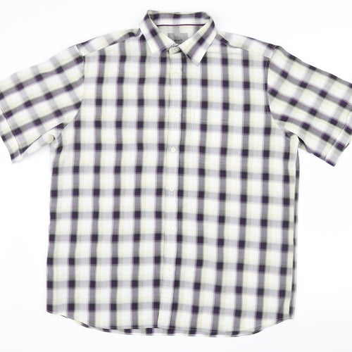 Marks and Spencer Mens Purple Check   Button-Up Size L
