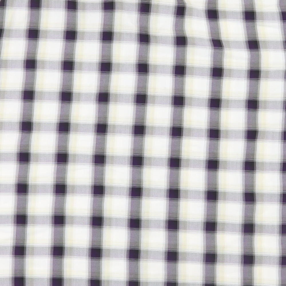 Marks and Spencer Mens Purple Check   Button-Up Size L
