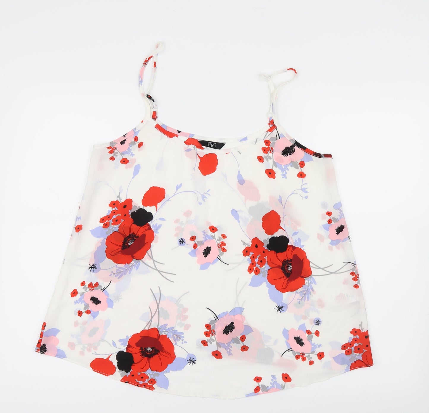 F&F Womens Red Floral Mesh Camisole Blouse Size 14
