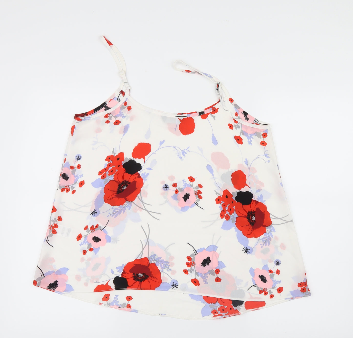 F&F Womens Red Floral Mesh Camisole Blouse Size 14
