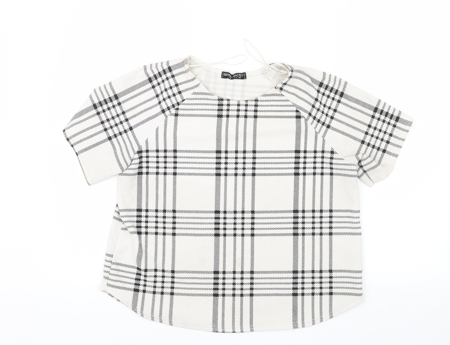 Select Womens White Check  Basic Blouse Size 12