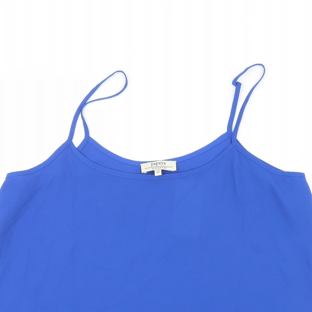 Papaya Womens Blue  Mesh Camisole Blouse Size 12