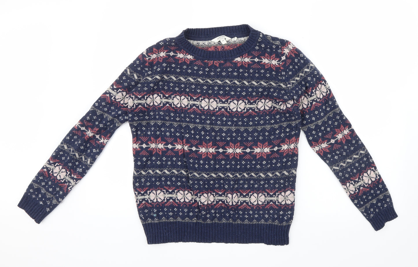 Fat Face Womens Blue Geometric Knit Pullover Jumper Size 10  - Christmas