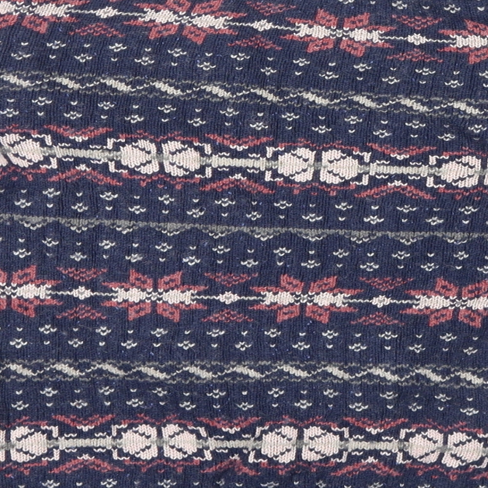 Fat Face Womens Blue Geometric Knit Pullover Jumper Size 10  - Christmas