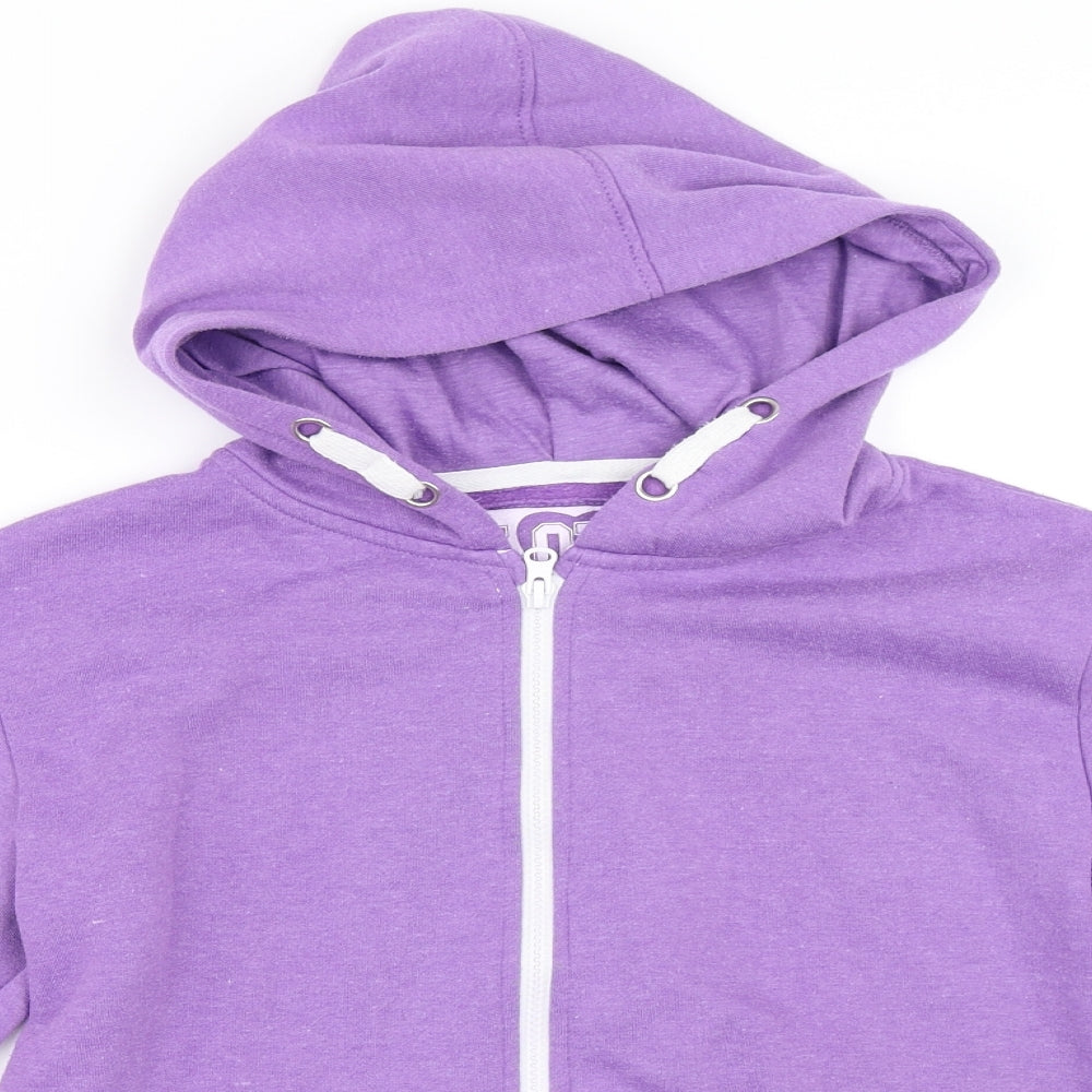 Preworn Girls Purple   Full Zip Hoodie Size 12-13 Years
