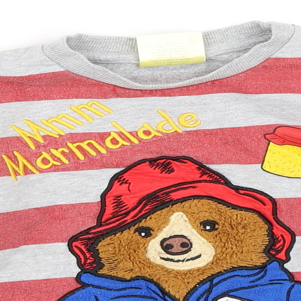 TU Boys Grey Striped  Pullover Sweatshirt Size 2-3 Years  - Paddington Bear