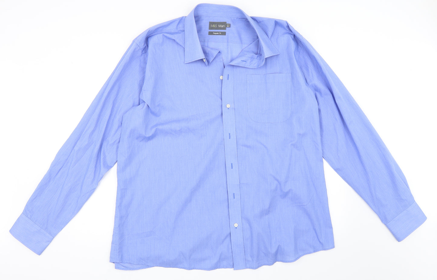 Marks and Spencer Mens Blue    Dress Shirt Size 18.5