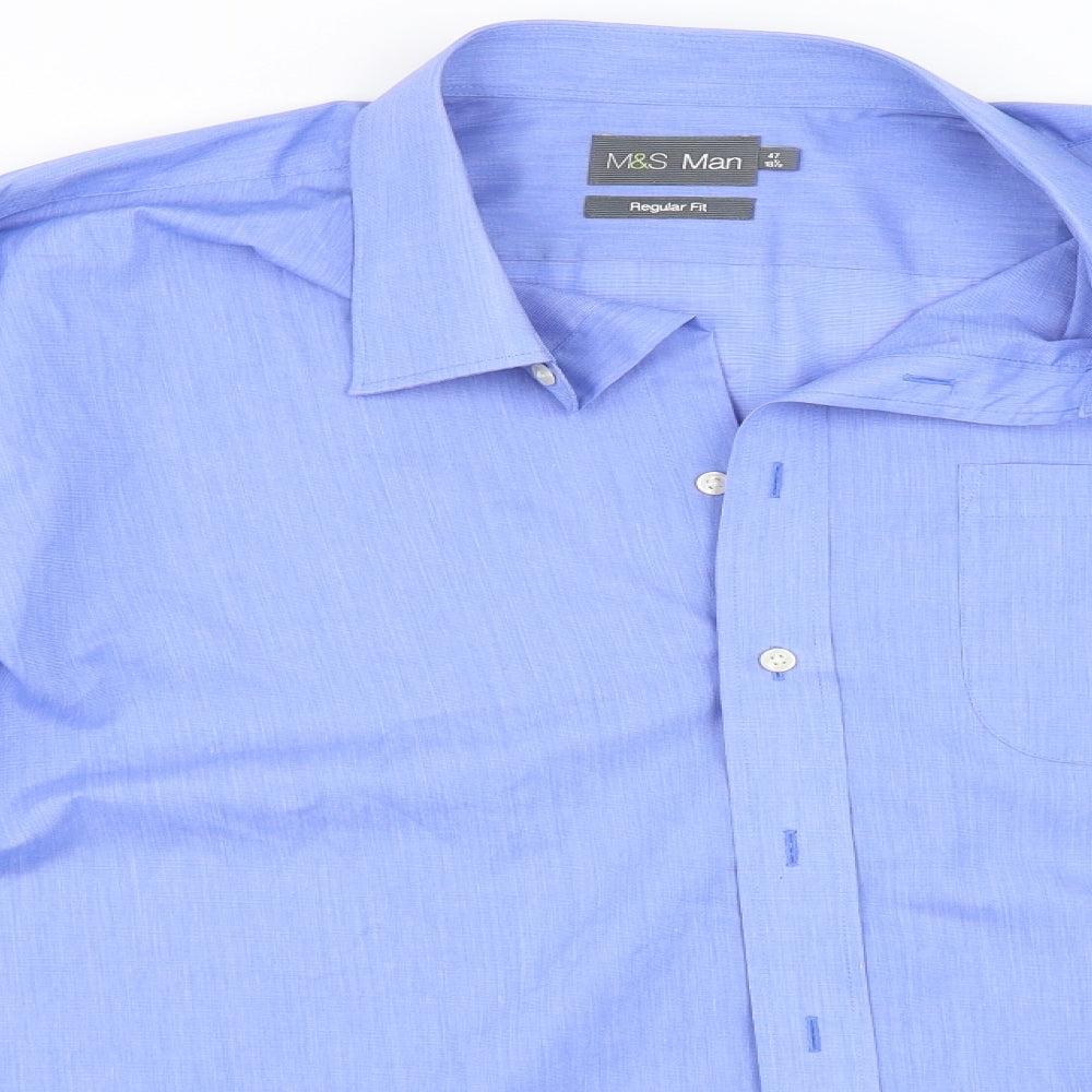Marks and Spencer Mens Blue    Dress Shirt Size 18.5