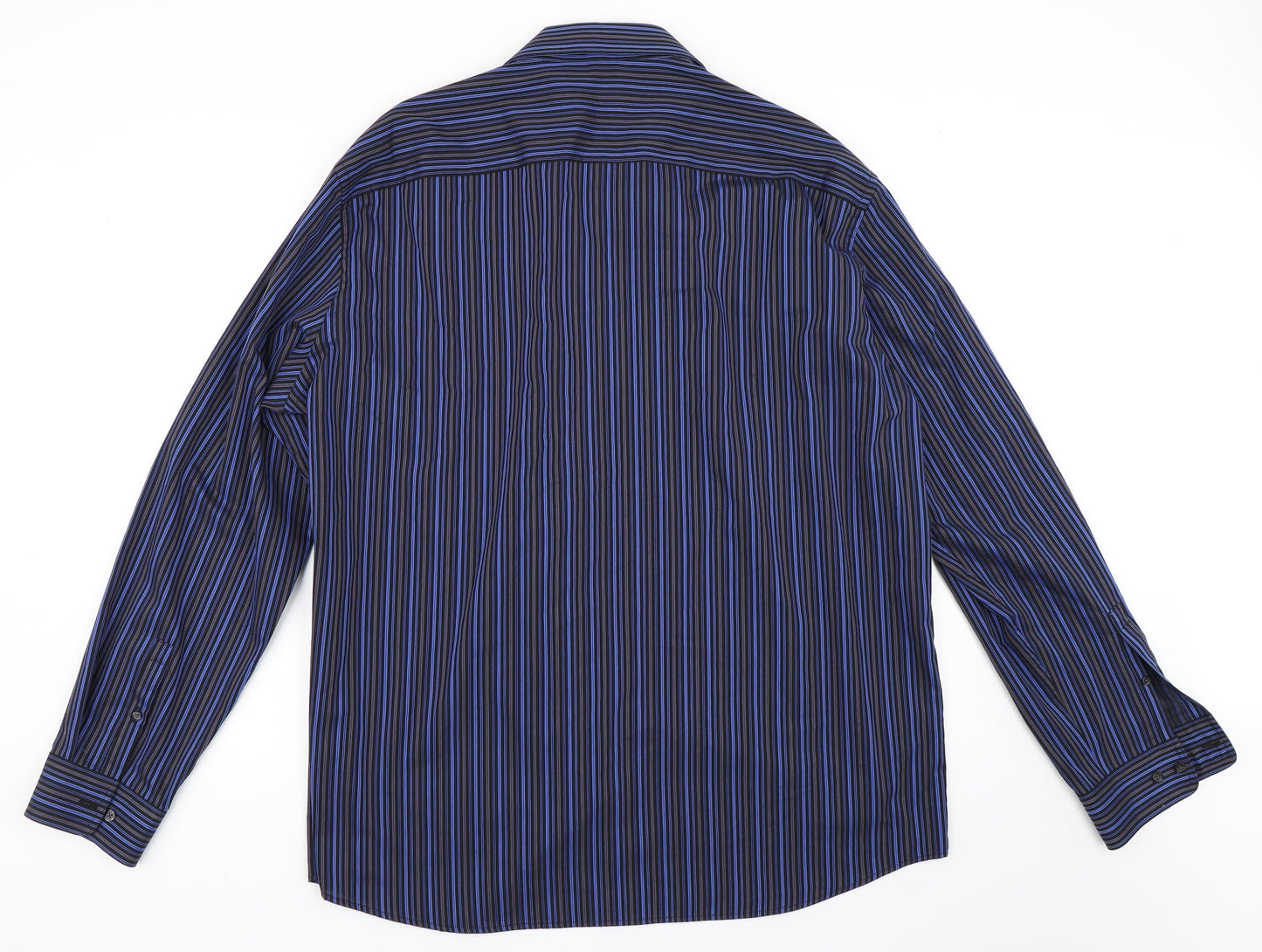 Jack Reid Mens Blue Striped   Dress Shirt Size 2XL