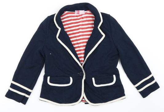 Front view of Preworn women’s blue jacket blazer, size UK 6