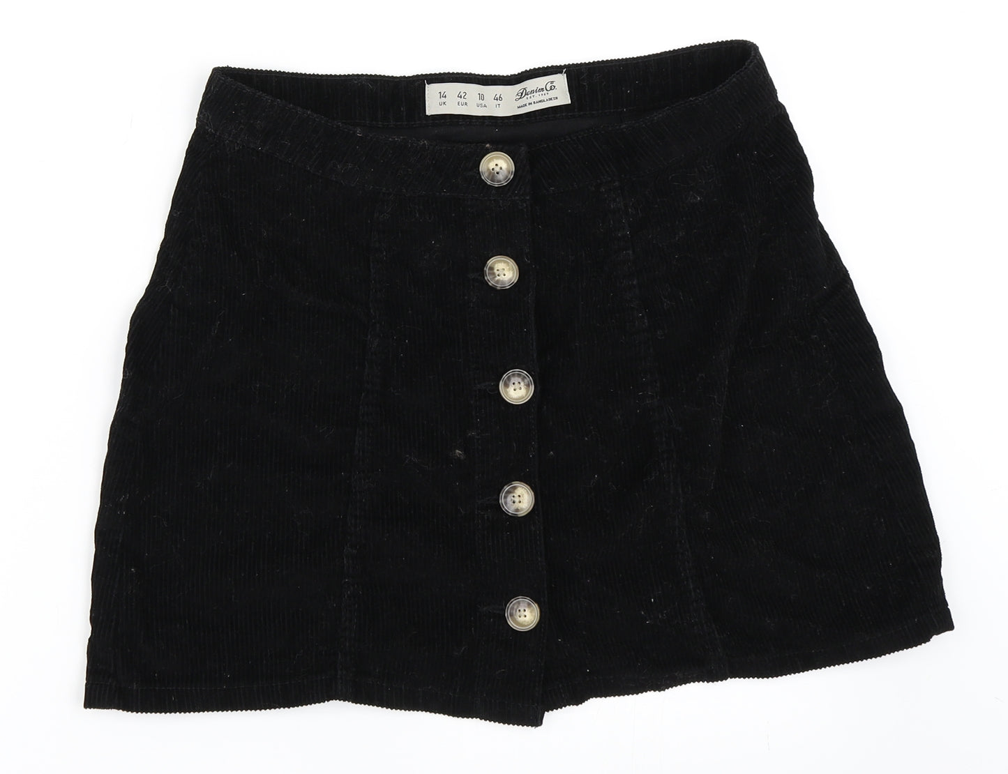 Primark Womens Black  Corduroy A-Line Skirt Size 14