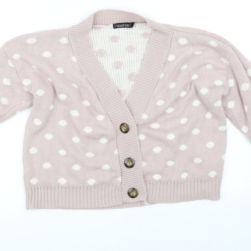 Boohoo Womens Pink Polka Dot  Cardigan Jumper Size M