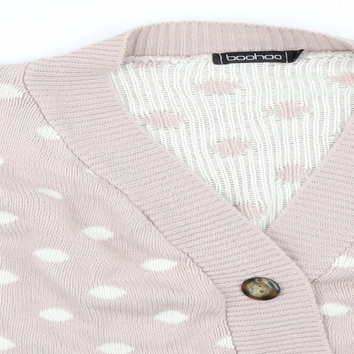 Boohoo Womens Pink Polka Dot  Cardigan Jumper Size M