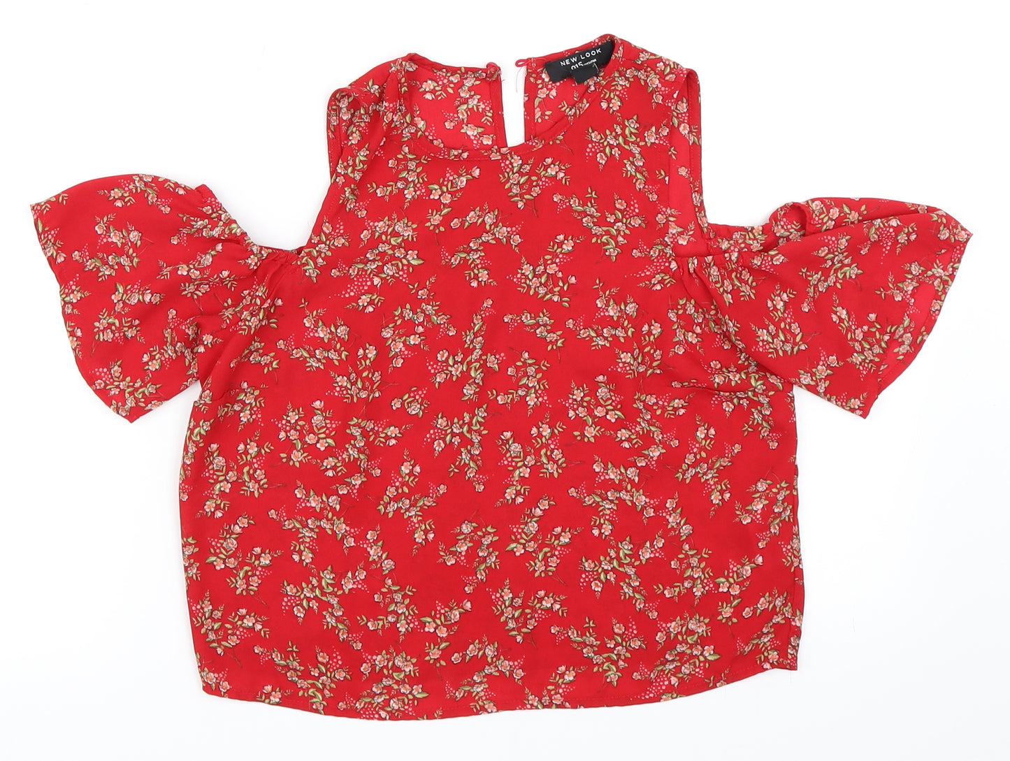 New Look Girls Red Floral  Basic Blouse Size 12 Years