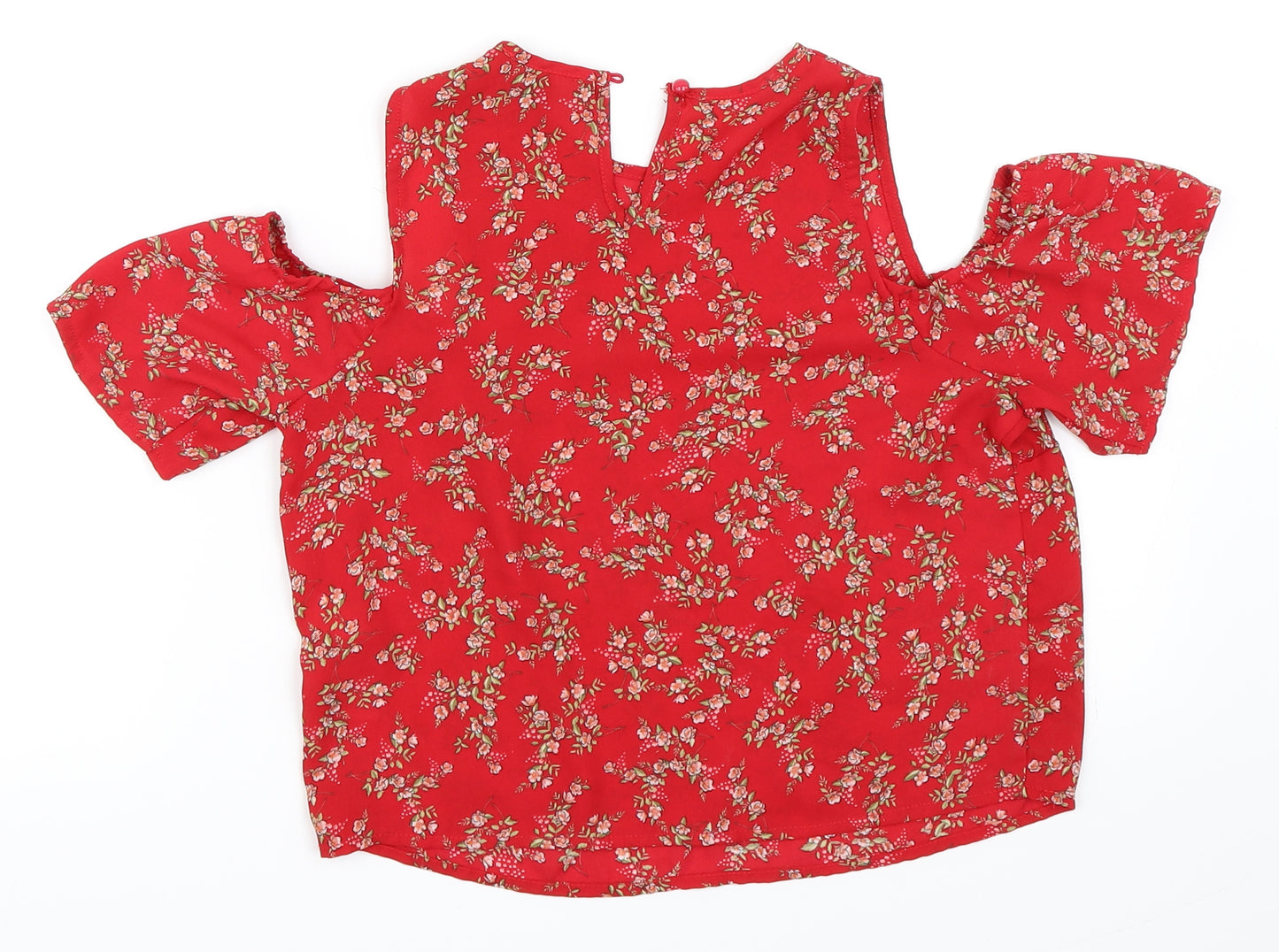 New Look Girls Red Floral  Basic Blouse Size 12 Years