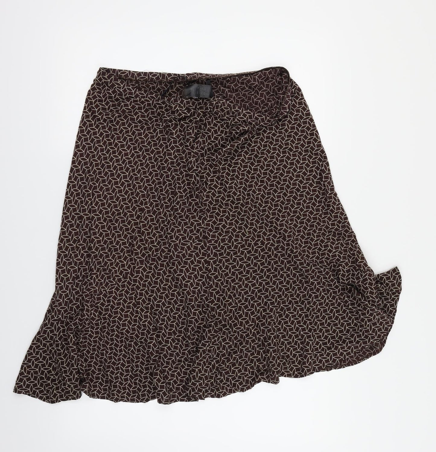 M&S Womens Brown Floral  Flare Skirt Size 12