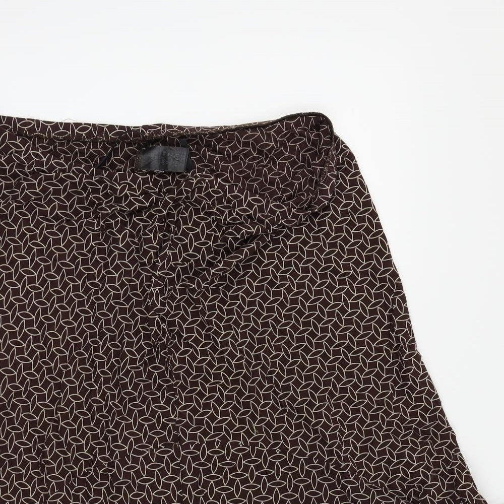 M&S Womens Brown Floral  Flare Skirt Size 12