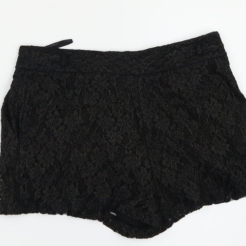 Atmosphere Womens Black Floral  Cut-Off Shorts Size 12