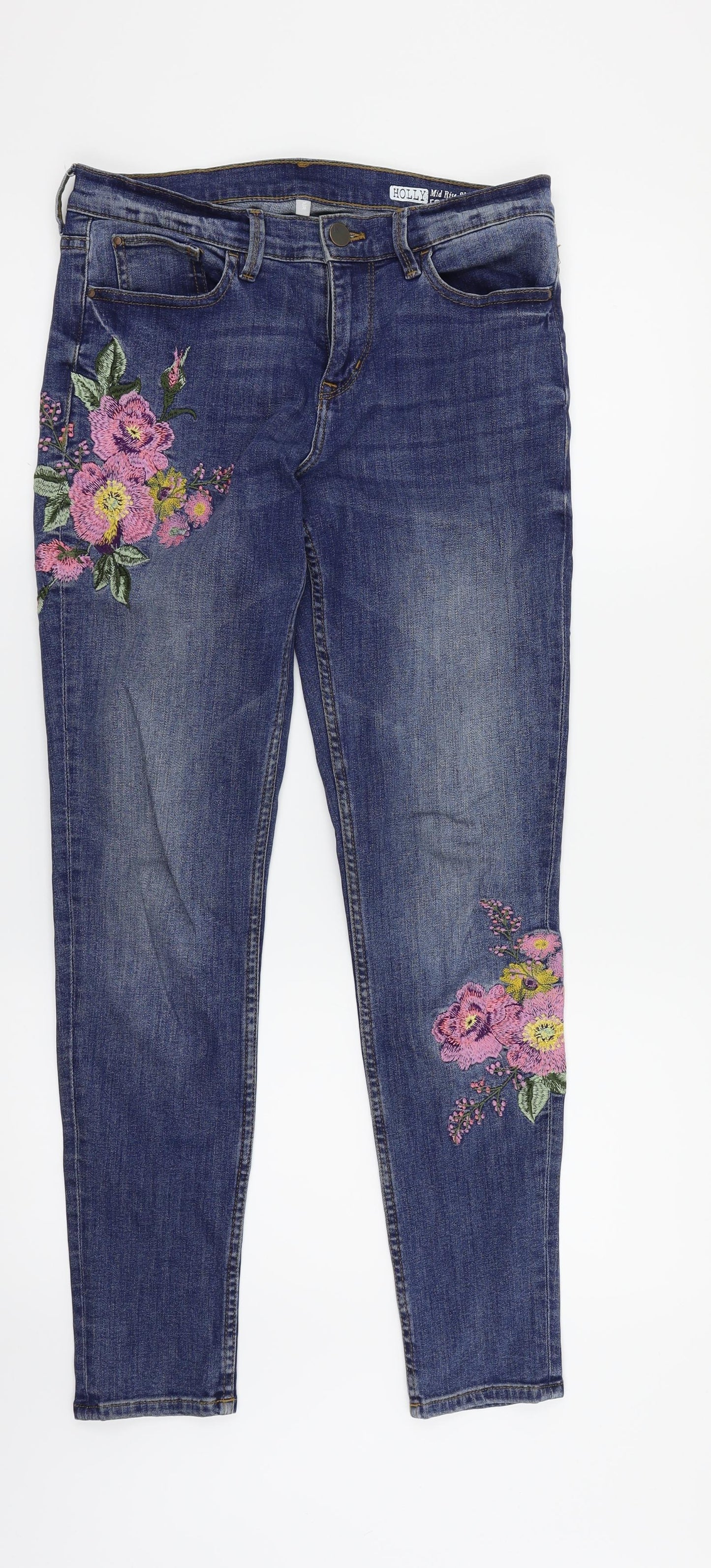 Red Herring Womens Blue Floral  Skinny Jeans Size 10 L28 in
