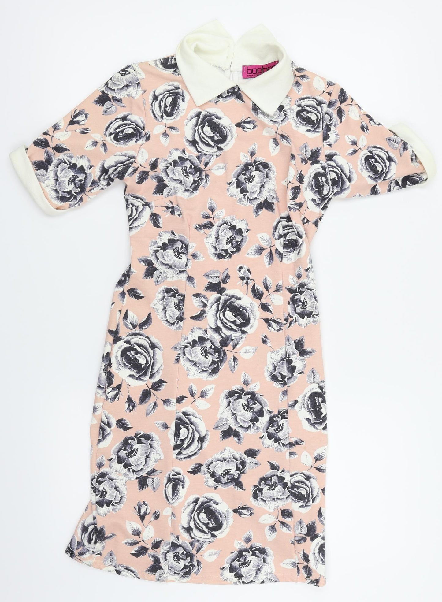 Boohoo Womens Pink Floral  Pencil Dress  Size 8
