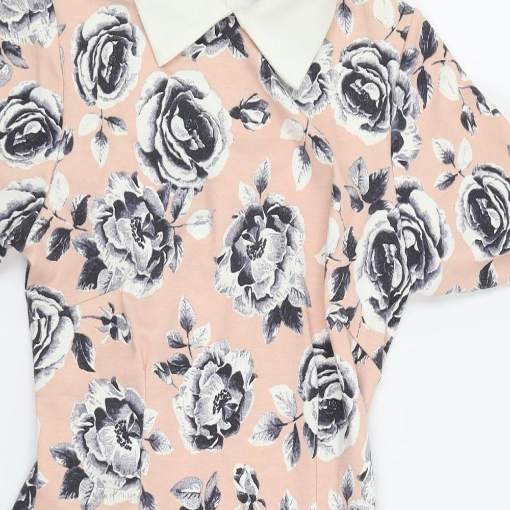 Boohoo Womens Pink Floral  Pencil Dress  Size 8