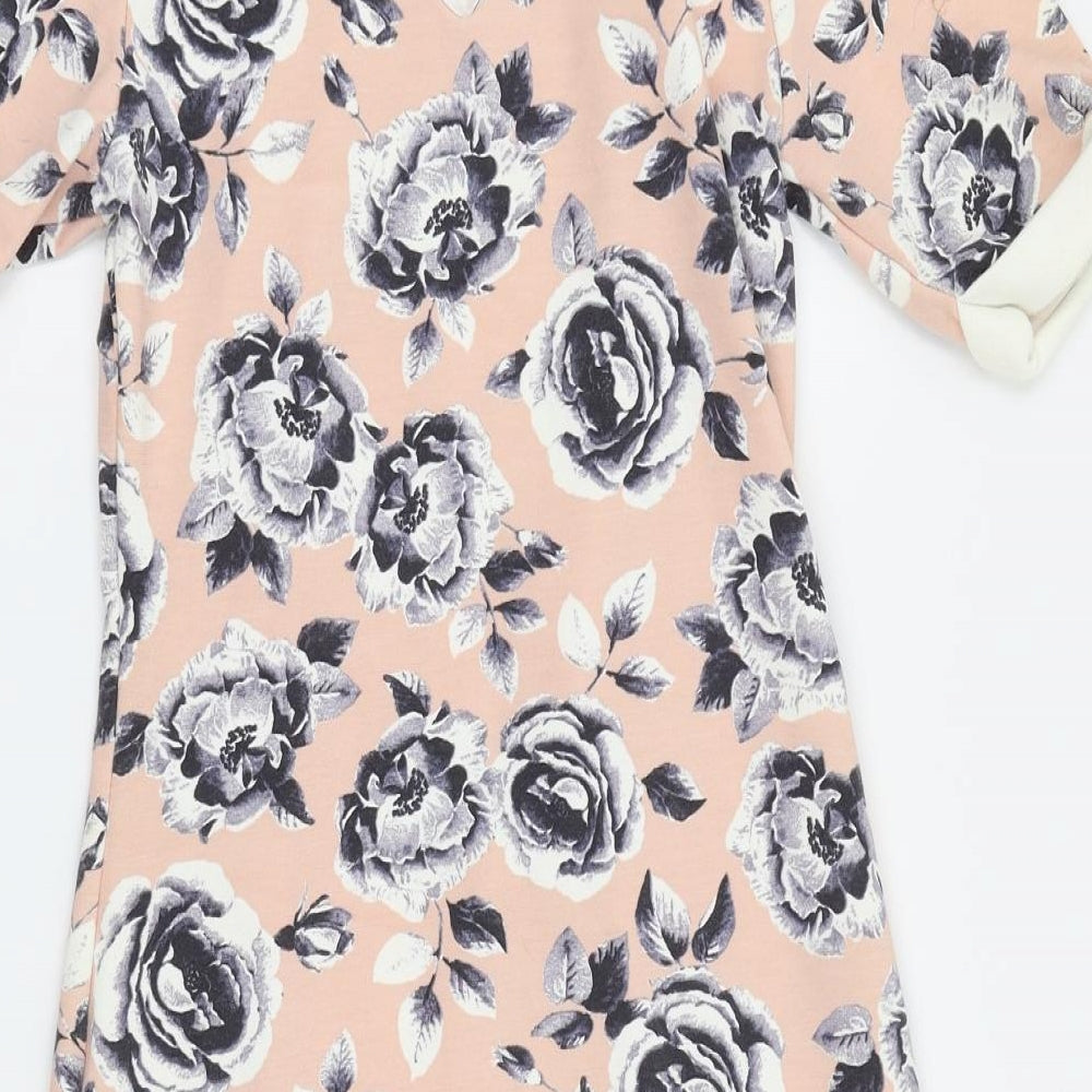 Boohoo Womens Pink Floral  Pencil Dress  Size 8