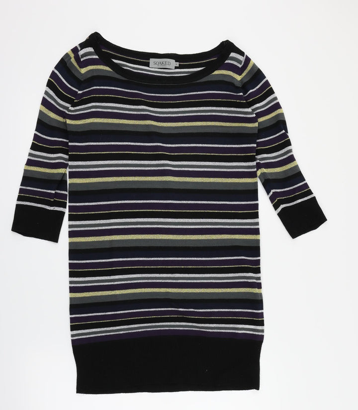 Soaked in Luxury Womens Multicoloured Striped  Pullover Jumper Size M