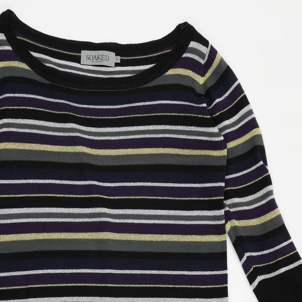 Soaked in Luxury Womens Multicoloured Striped  Pullover Jumper Size M