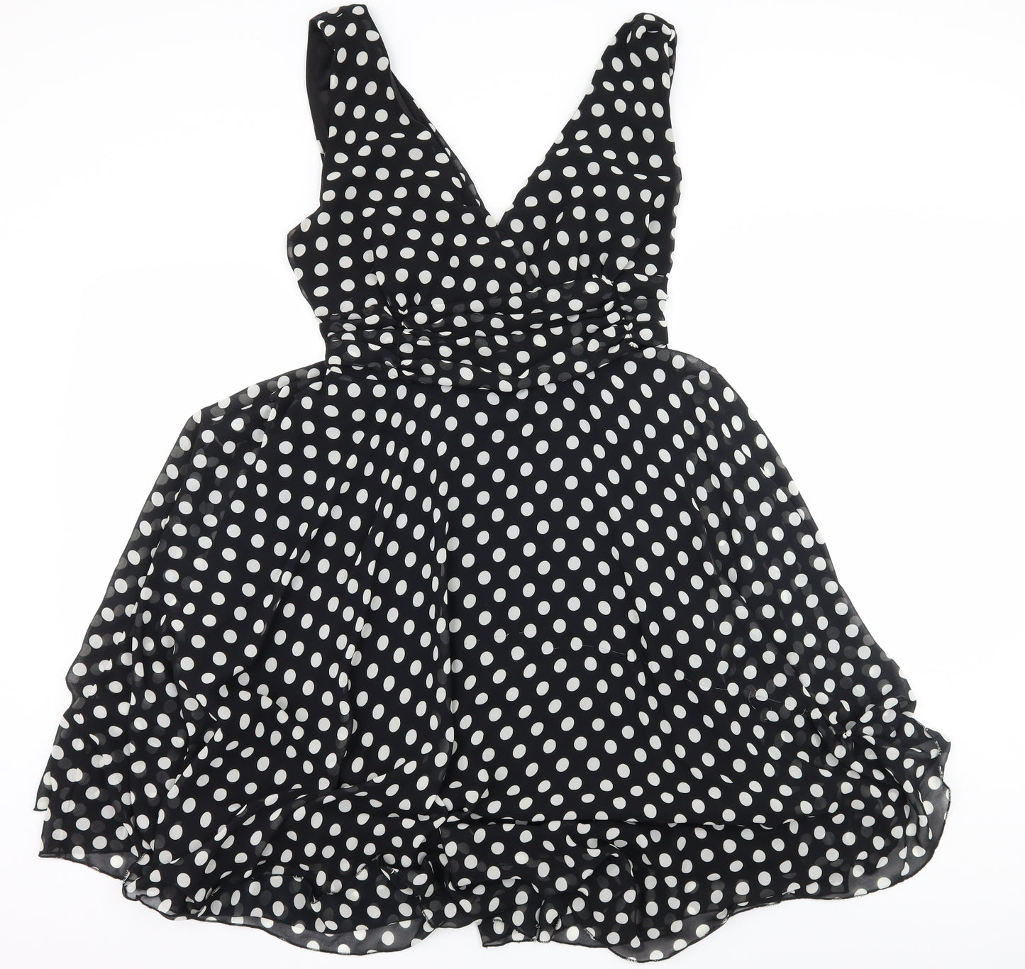 Look Womens Beige Polka Dot Chiffon Fit & Flare  Size 16