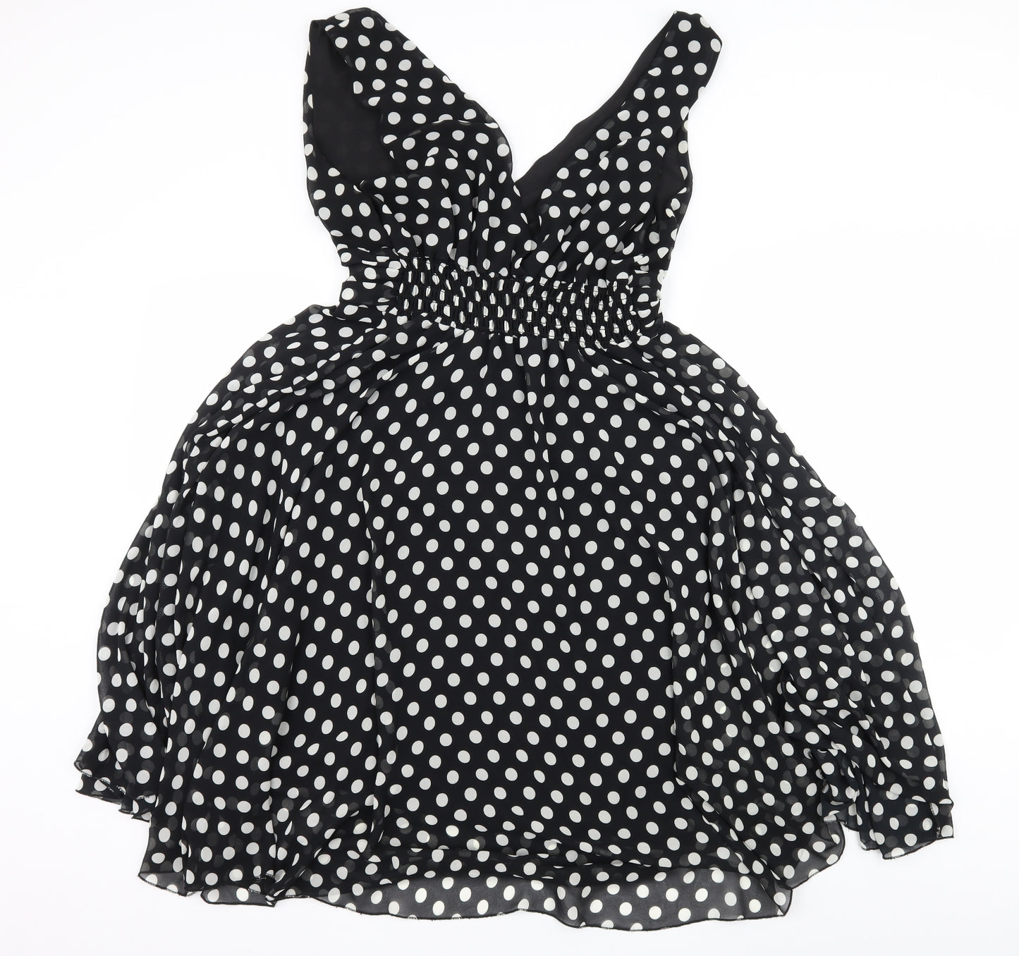 Look Womens Beige Polka Dot Chiffon Fit & Flare  Size 16