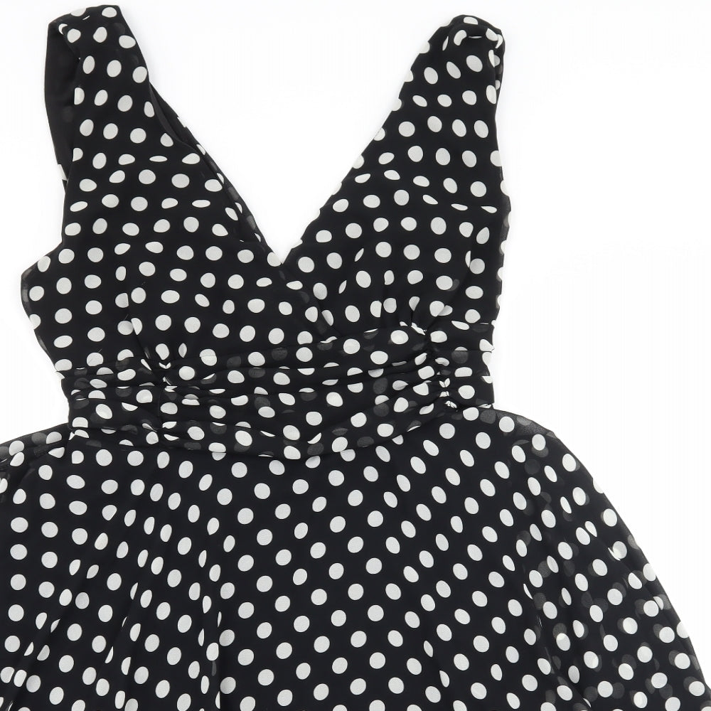 Look Womens Beige Polka Dot Chiffon Fit & Flare  Size 16