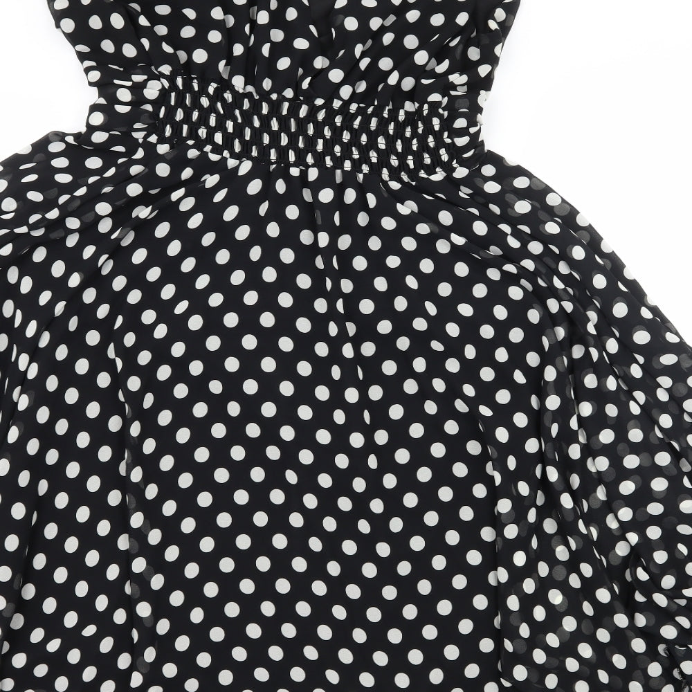 Look Womens Beige Polka Dot Chiffon Fit & Flare  Size 16