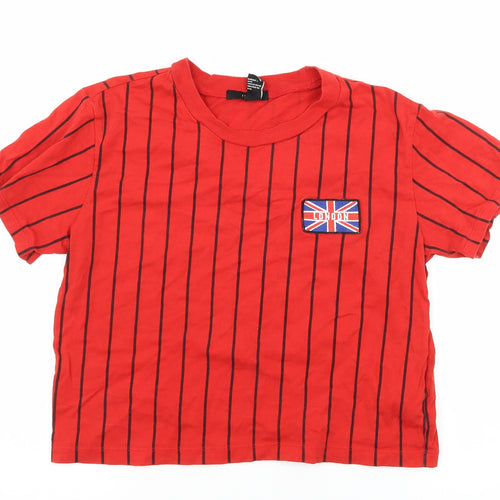FOREVER 21 Womens Red Striped Jersey Basic T-Shirt Size M