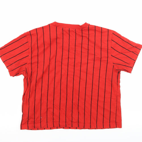 FOREVER 21 Womens Red Striped Jersey Basic T-Shirt Size M